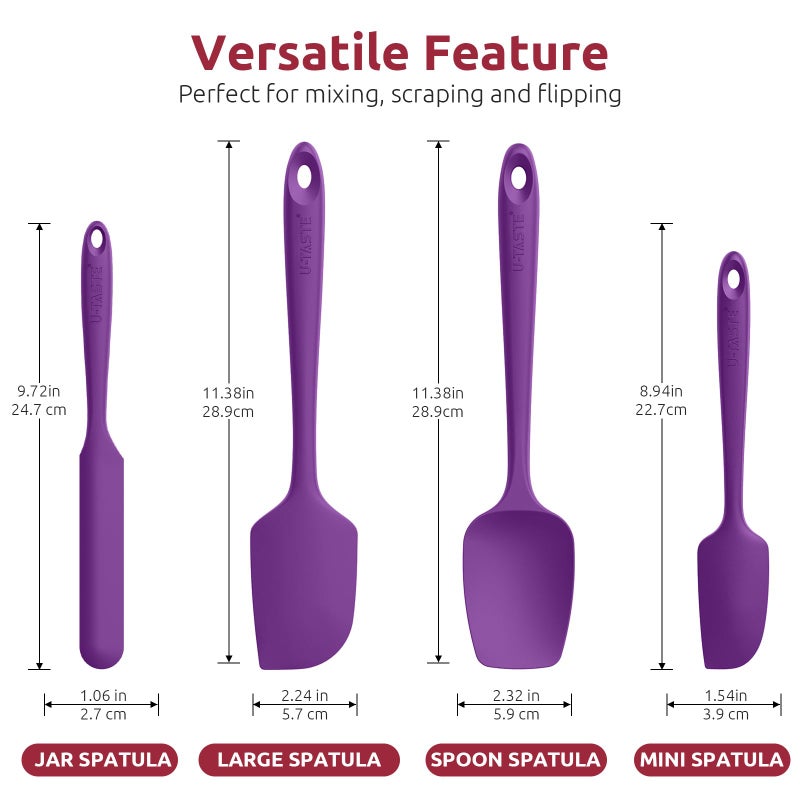 U-Taste Silicone Spatula Set with 600 Degrees Fahrenheit Heat Resistant (Purple) - Image 2